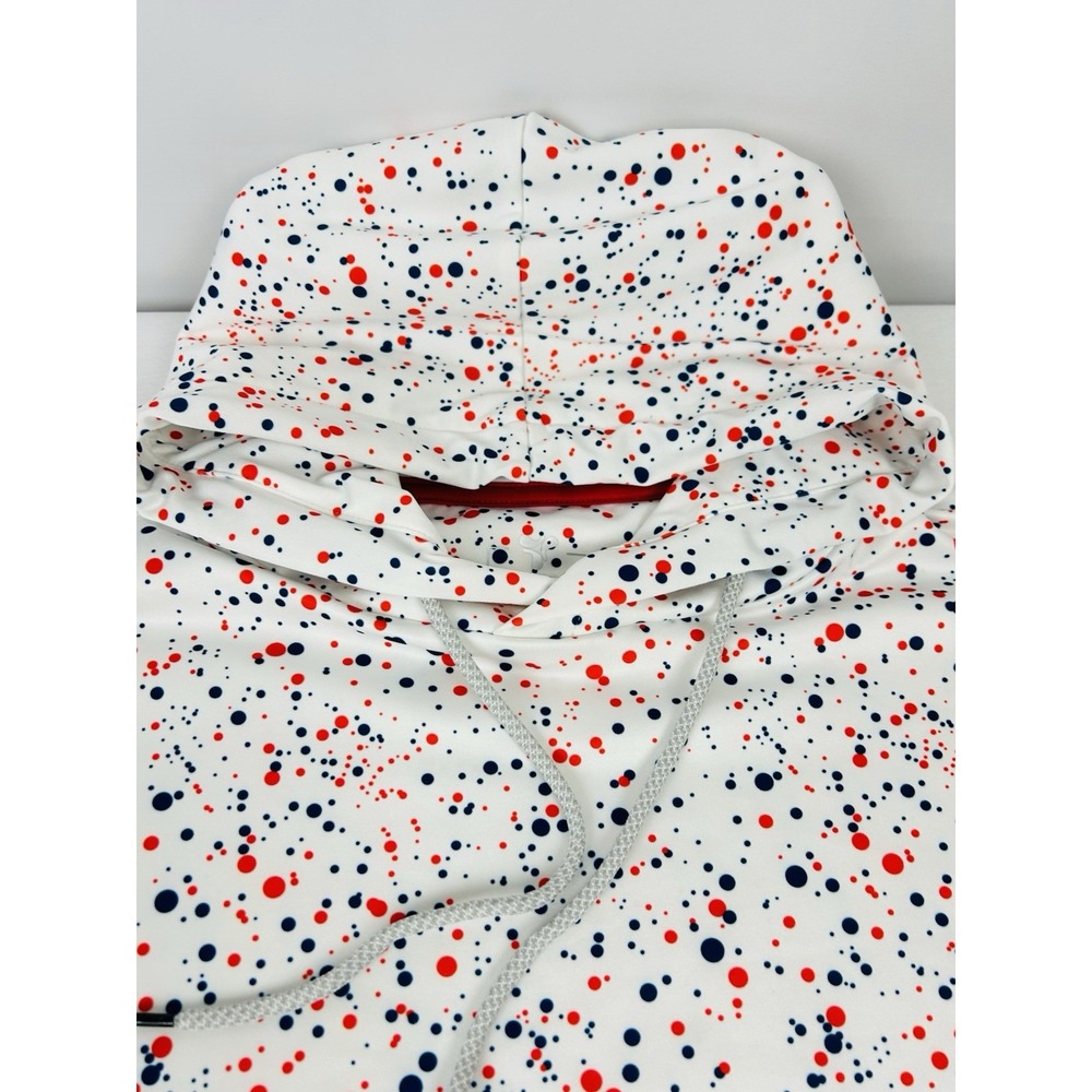 DTWOO Golf Hoodie White Polka Dot Red Blue Mens Medium Pullover